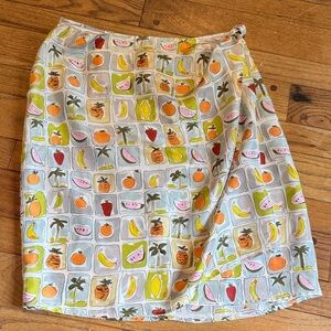 WinterSilks 100% Silks Fruit Print Wrap Skirt
